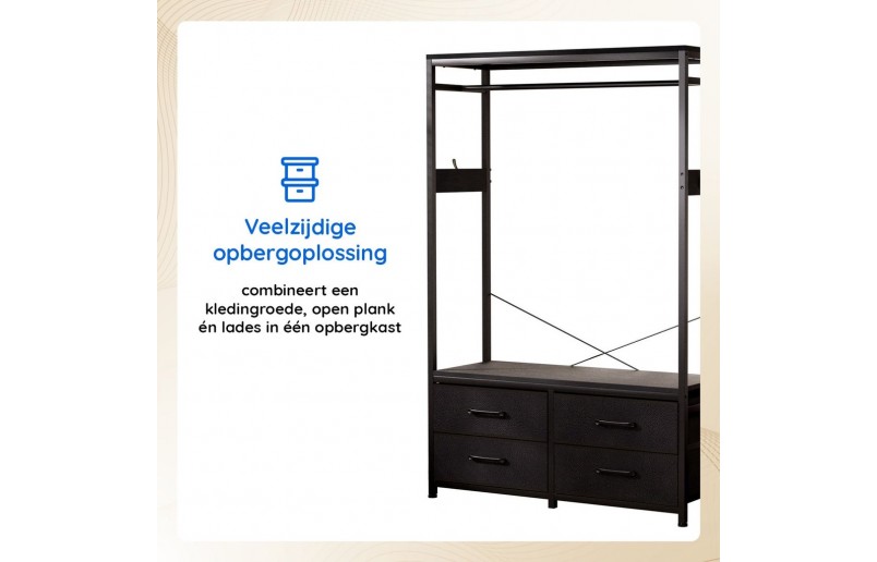 Casamoda Kledingkast - Kledingrek met 4 lades