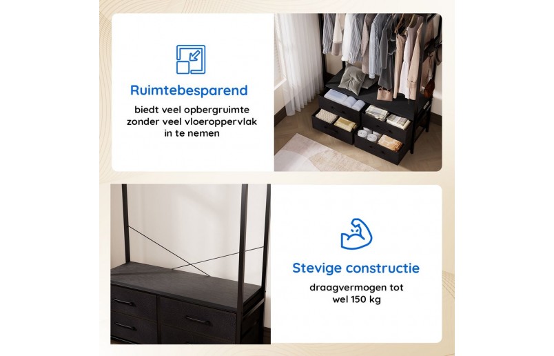 Casamoda Kledingkast - Kledingrek met 4 lades