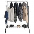 Eleganca kledingrek met 2 stangen en schoenenplank, zwart metaal