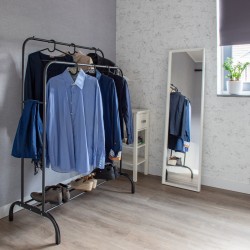 Eleganca kledingrek met 2 stangen en schoenenplank, zwart metaal