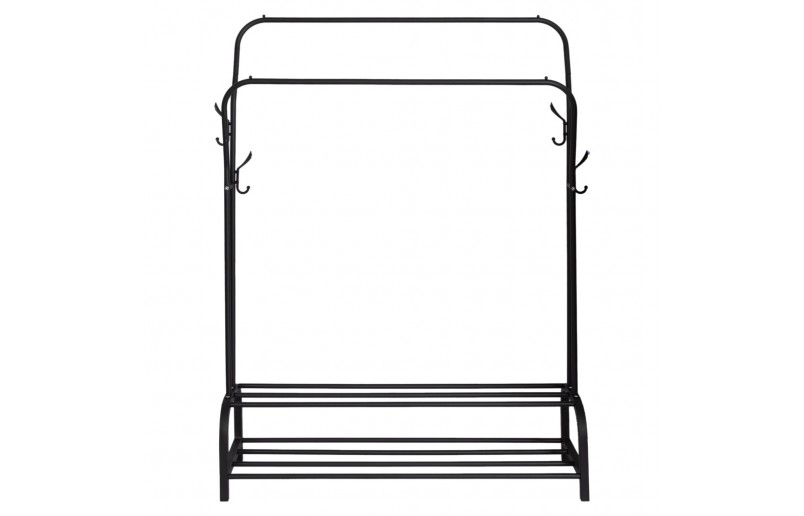 Porte-vêtements Eleganca avec 2 barres incurvées et étagères à chaussures, noir