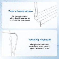Porte-vêtements Eleganca avec 2 barres incurvées et étagères pour chaussures, noir