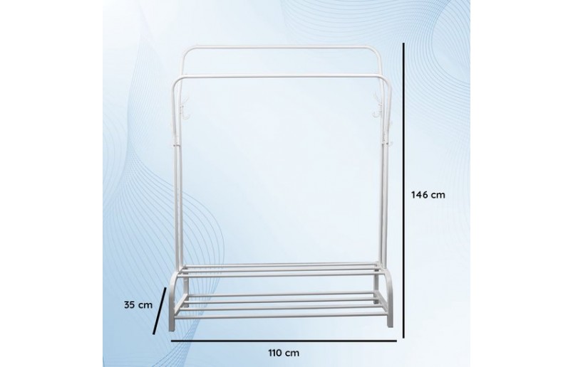Porte-vêtements Eleganca avec 2 barres incurvées et étagères pour chaussures, noir