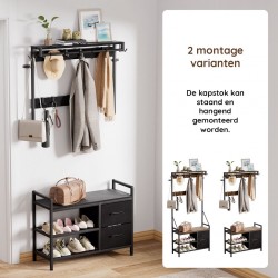 Kapstok met schoenenrek en laden Zwart / Zwart