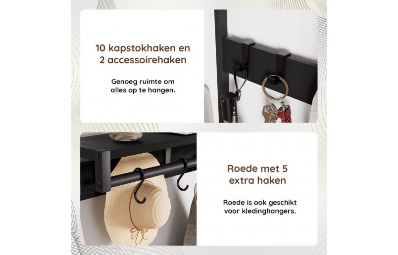Kapstok met schoenenrek en laden Zwart / Zwart