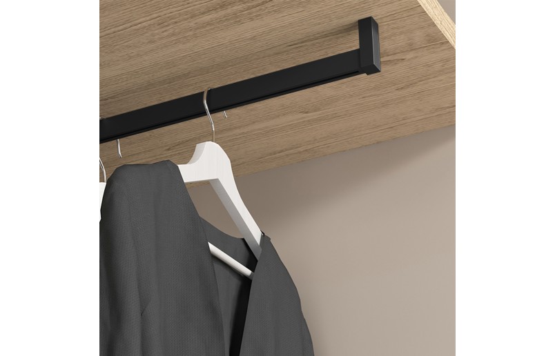 Tringle à linge noire rectangulaire (2 pièces) en set complet 75 cm de long