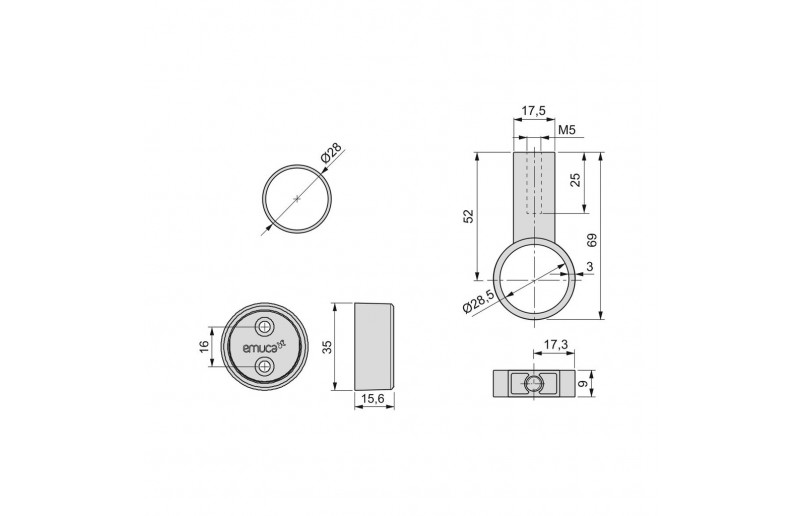Tringle à vêtements ronde moka ( 2 pièces ) en kit complet