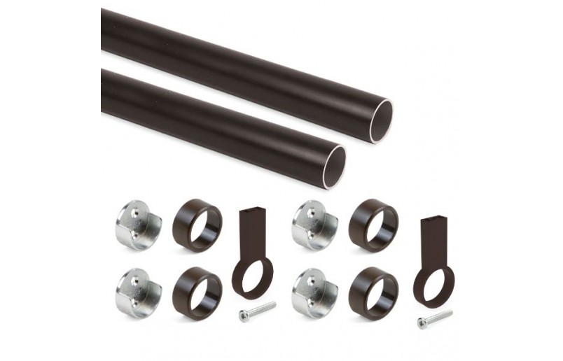Tringle à vêtements ronde moka ( 2 pièces ) en kit complet