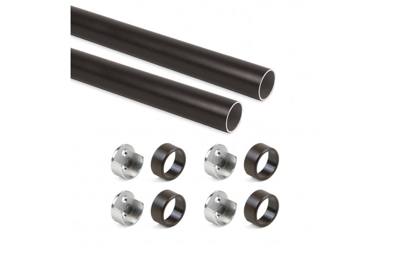Tringle à vêtements ronde moka ( 2 pièces ) en kit complet