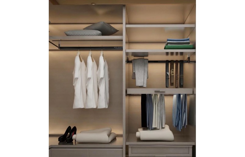 Garment rod with LED lighting (rechargeable) black