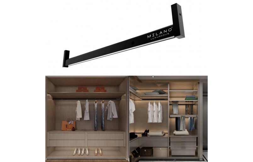 Garment rod with LED lighting (rechargeable) black