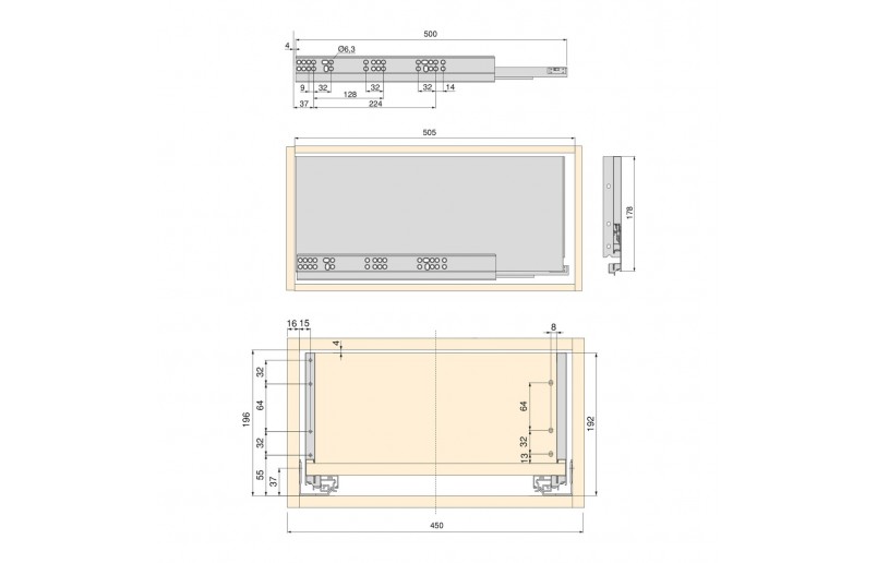 Universele lade-set tot 45 cm breed