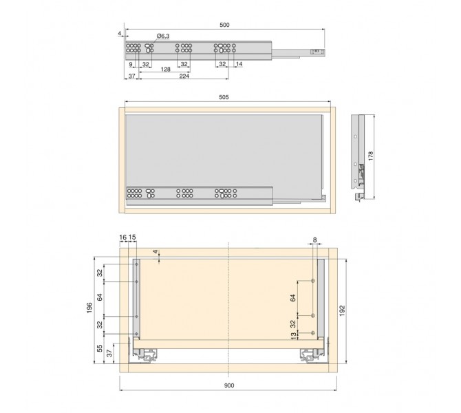 Pull Out Drawer Bearrerp Telescopische Lade - Verstelbare Breedte 32-52 Cm, Koolstofstaal. Uittrekbare Kastorganizer, Geen Boren Nodig (wit). Verstelbare Lade Organizer