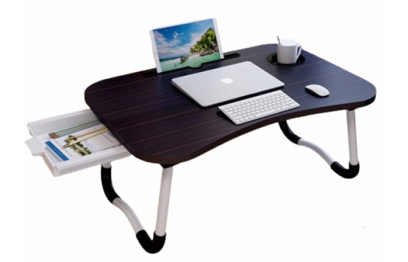 Table pliante pour ordinateur portable Noir - Table de chevet robuste - table pliante avec support pour tablette