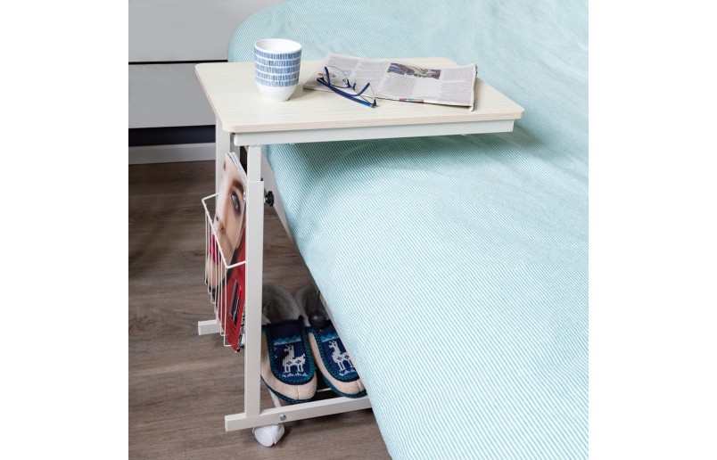 Table d'ordinateur portable blanche - table d'appoint réglable et mobile