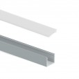 Profilé de montage en surface en aluminium étroit pour bandes LED, argent mat