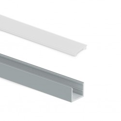 Profilé de montage en surface en aluminium étroit pour bandes LED, argent mat