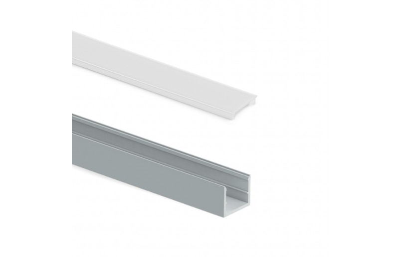 Profilé de montage en surface en aluminium étroit pour bandes LED, argent mat