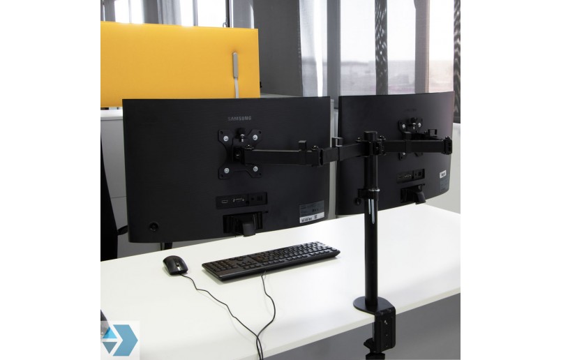 Monitor arm (standaard) met twee armen voor werk- en bureaubladen Monitor arm (standaard) met twee armen voor werk- en bureaubladen
