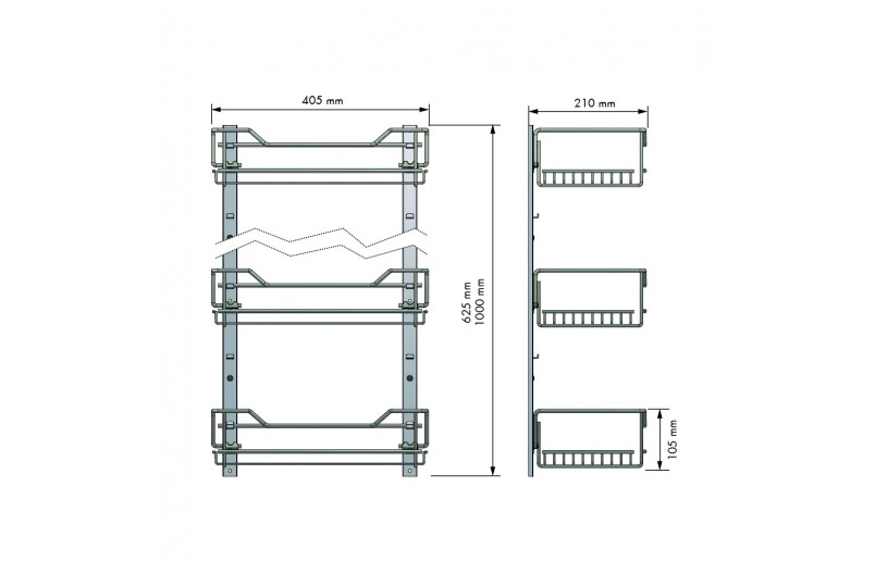 Storage rack with 3 baskets