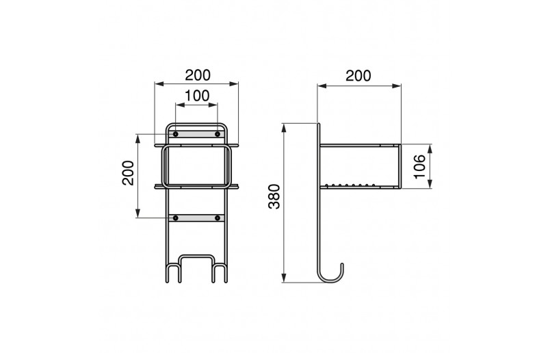 Support suspendu anthracite pour le fer à repasser, la planche à repasser et les accessoires.