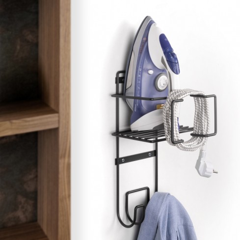 Hanging rack anthracite for iron, ironing board and accessories.