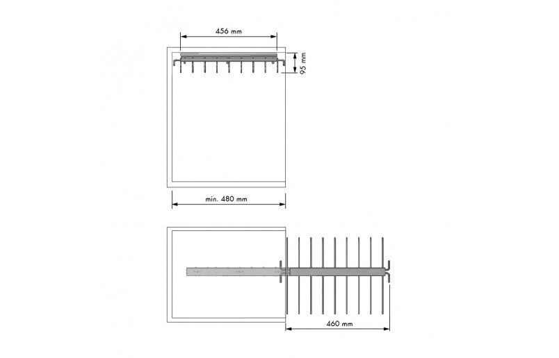 Pull-out trouser rack anthracite for 11 pants