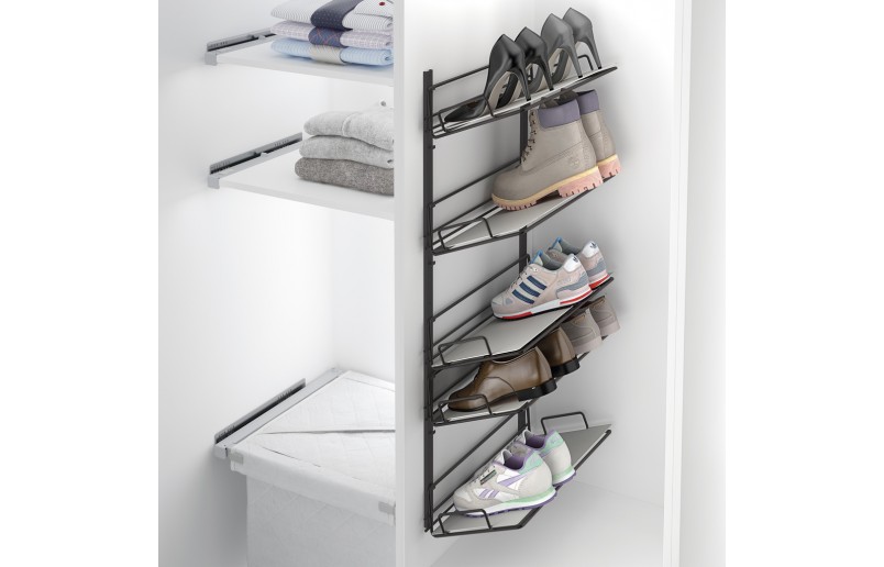 Support de rangement coulissant anthracite avec 5 étagères