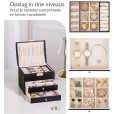 Sieradendoos met 5 niveaus en 3 laden Zwart 