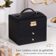 Sieradendoos met 5 niveaus en 3 laden Zwart 