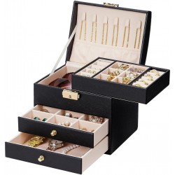 Sieradendoos met 5 niveaus en 3 laden Zwart 