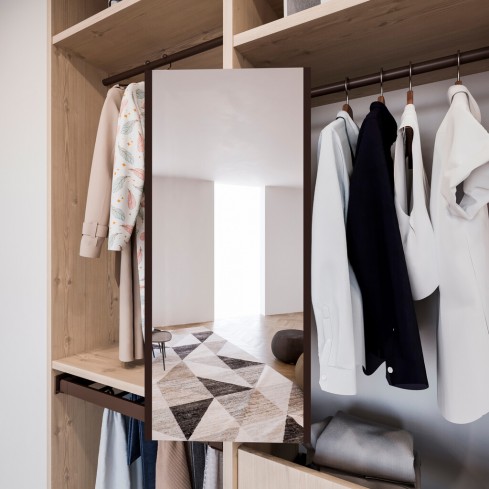 Pull-out and swivel closet mirror mocha 100x35 cm