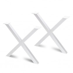 Pieds de table en croix blanc, hauteur 695 mm, largeur 697 mm, paquet de 2