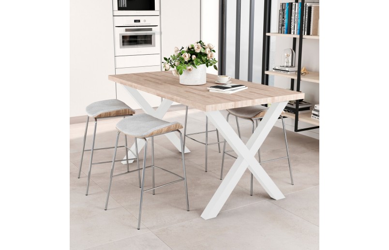 Pieds de table en croix blanc, hauteur 695 mm, largeur 697 mm, paquet de 2