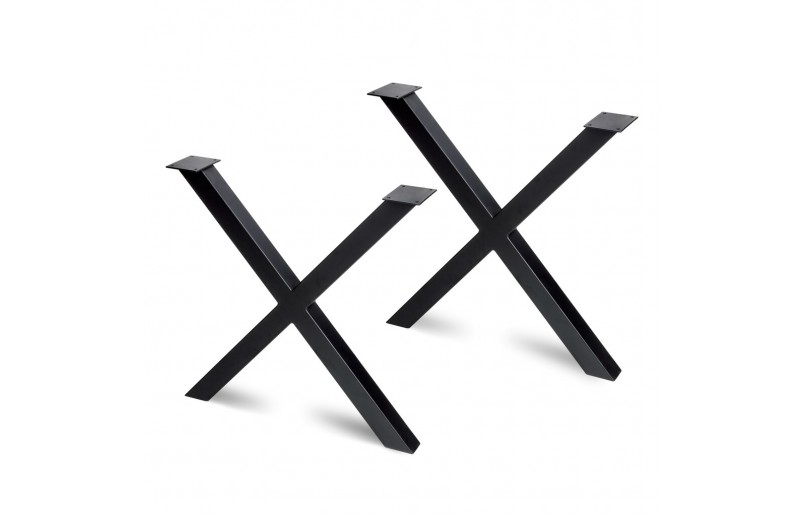 Pieds de table en croix noirs, hauteur 695 mm, largeur 697 mm, paquet de 2