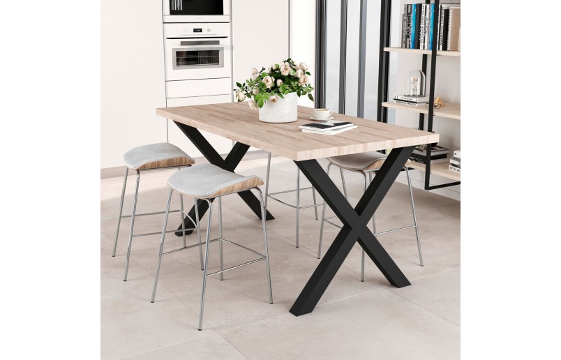 Pieds de table en croix noirs, hauteur 695 mm, largeur 697 mm, paquet de 2