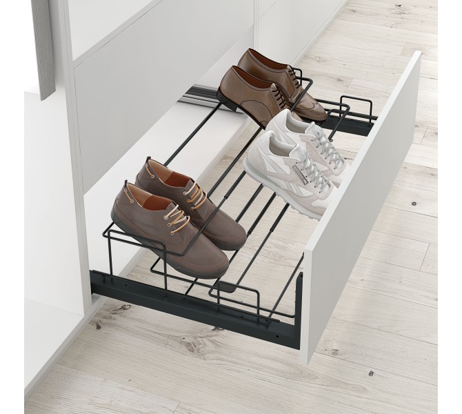 UISEBRT Verstelbare schoenenrekken, 30 stuks, zwart, schoenhouders plaatsbesparend met 3-traps verstelling, antislip schoenenorganizer