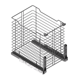 Anthracite-colored steel laundry basket for front mounting, available in 4 sizes