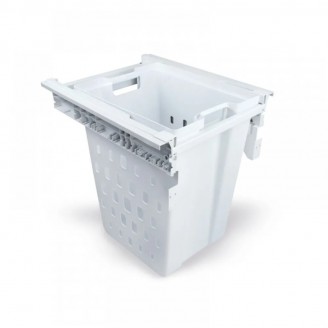 White plastic laundry basket with removable liner – while supplies last