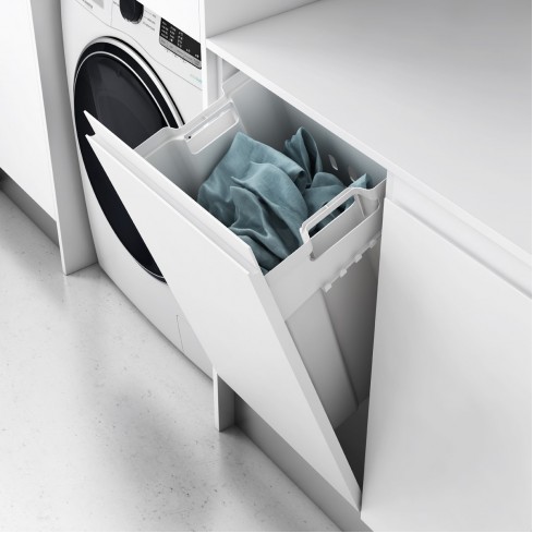 Panier à linge en plastique blanc amovible