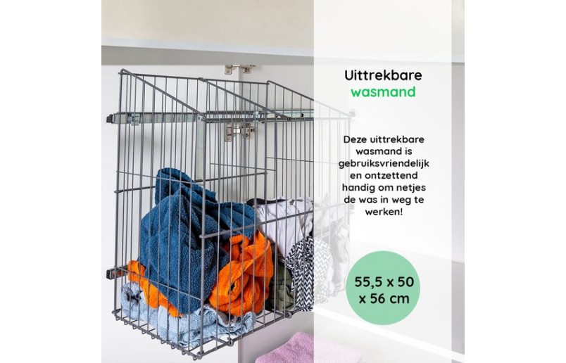 Built-in laundry basket pull-out with compartment divider