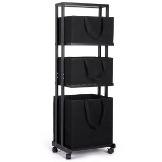 Eleganca Laundry Sorter - Laundry Basket with 3 Compartments and Casters - Bamboo Black