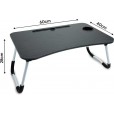 Table pliante pour ordinateur portable Noir - Table de chevet robuste - table pliante avec support pour tablette