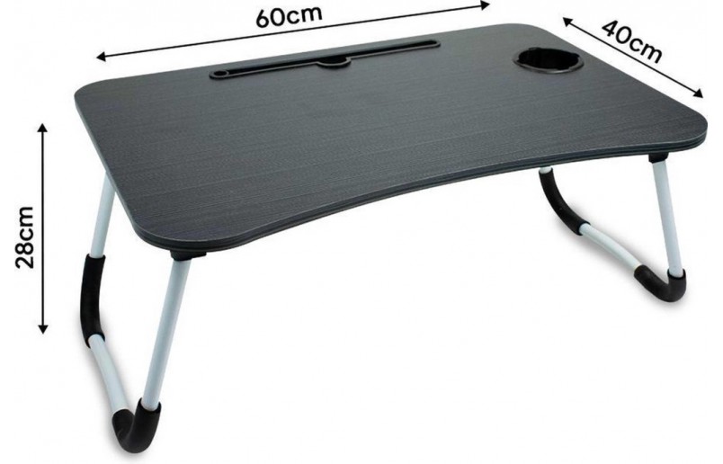 Table pliante pour ordinateur portable Noir - Table de chevet robuste - table pliante avec support pour tablette