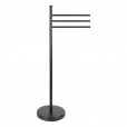 Handdoekrek zwart, rond staand model met 3 draaibare armen
