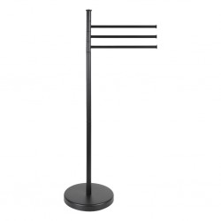 Handdoekrek zwart, rond staand model met 3 draaibare armen