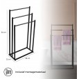 Porte-serviettes noir, modèle vertical avec 3 supports fixes