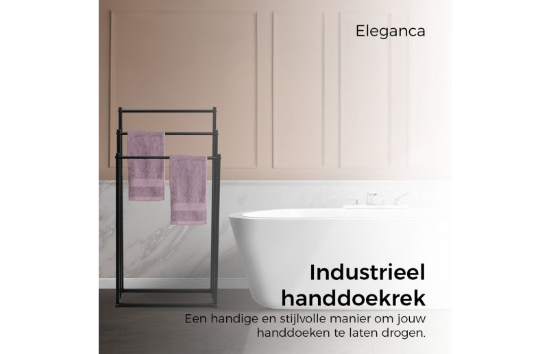 Porte-serviettes noir, modèle vertical avec 3 supports fixes