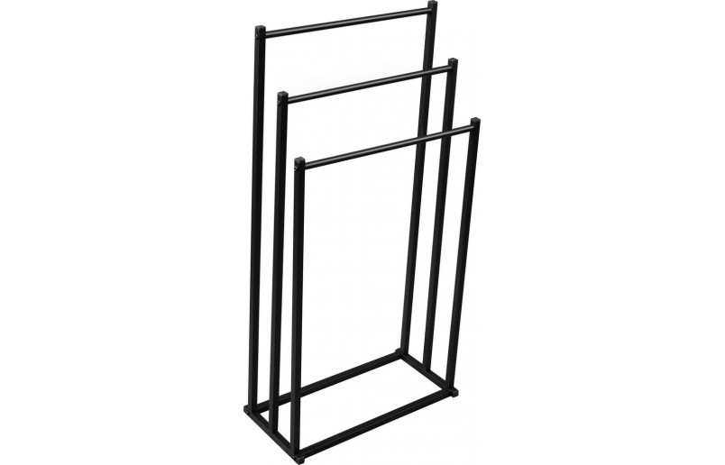 Porte-serviettes noir, modèle vertical avec 3 supports fixes