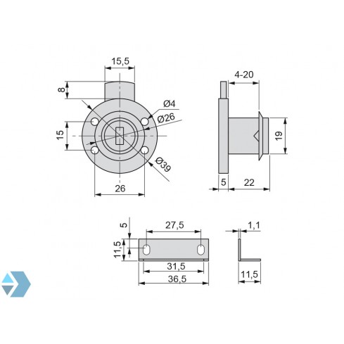Serrure à cylindre à levier pour portes d'armoires et tiroirs